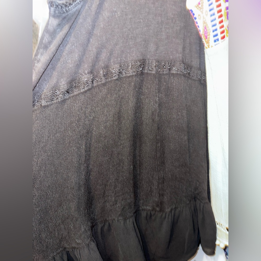 Free People Black and Gold Mini Summer Daze Dress - Picture 7 of 9